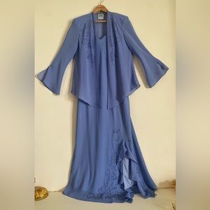 R&M Richards Purple Beaded 2-Piece Maxi Dress with Blazer